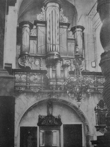 Prospekt organów zbudowanych przez organmistrza Jerzego z Gdańska po 1661 r., zniszczonych w 1945 r.