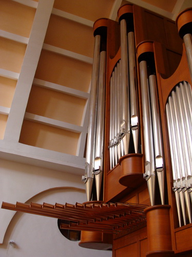 Detal prospektu: rezonatory głosu Tuba harmonika